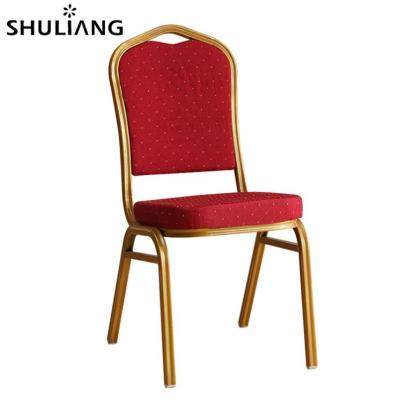 China Hotel Wedding Banquet Environment Friendly Modern Outdoor Garden Events Stackable Metal Frame Fabric Dining Chair for sale