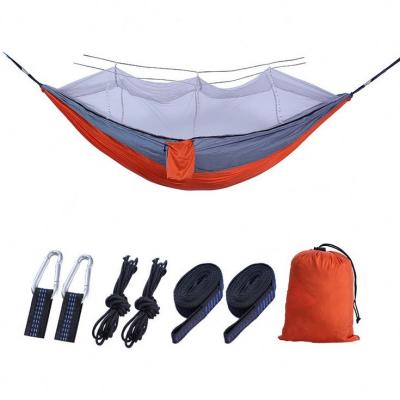 China Convenient Rise Camping Hammock With Hammock Tree Straps Portable Parachute Nylon Hammock For Travel Backpacking 260*140cm for sale