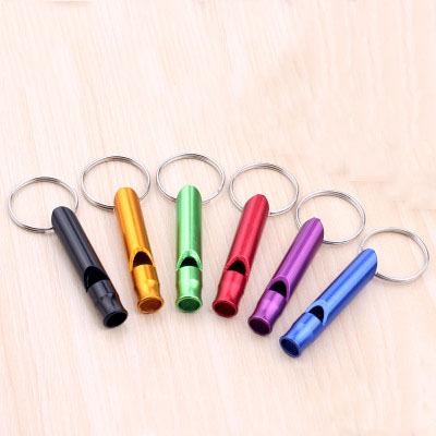 China Promotion Gifts Wholesale Aluminum Alloy Whistle Metal Whistle Outdoor Survival Whistle With Key Chain for sale