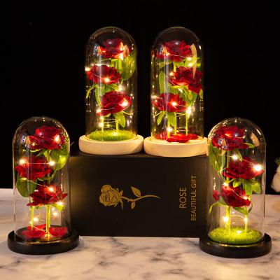 China Valentine's Day Decorations Valentine's Day Decoration Simulation Rose LED Light Preserved Flower Eternal Valentine's Day Gift for sale