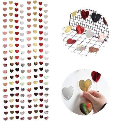 China Valentine's Day Heart Shaped Banner Laser PVC Love Valentine's Day Gift Wedding Birthday Party Background Decoration Activity Decoration for sale