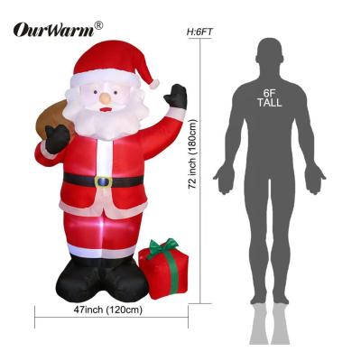 China OurWarm Home Decoration 6ft Inflatable Santa Claus With Led Lights For Christmas Decor Holiday Indoor Outdoor Decors for sale