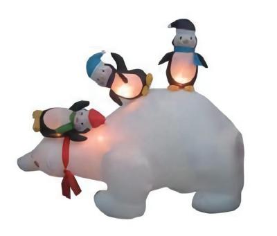 China Children's Christmas Toys / Outdoor Yard Ourwarm Party Floating Stable Led Polar Bear Holiday Ornament Blow Ups Custom Outdoor Inflatable With Penguin for sale