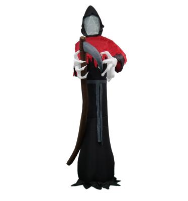 China Eco-friendly Custom/Ourwarm Led Halloween Decoration Disposable Raincoat Outside Blow Up Lawn Yard Decorative Airblown Reaper Faceless Display for sale