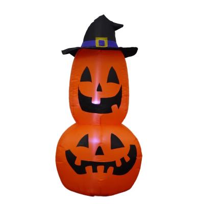 China Disposable Eco-Friendly / Waterproof Ourwarm 4ft Led Blow Ups Custom Outdoor Yard Decoration Inflatable Pumpkin Pile With Witch Hat for sale