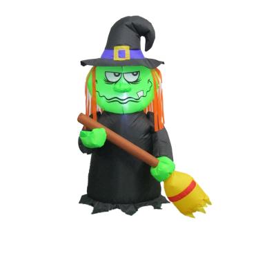 China Holiday Eco-Friendly/Ourwarm 4ft Airblown Disposable Raincoats Led Outside Inflatable Lawn Yard Decorative Display Floating Witch With Broom for sale