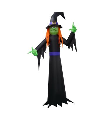 China Disposable Eco-Friendly/Waterproof Ourwarm Halloween 12ft Led Ornament Blow Ups Inflatable Yard Decoration Custom Outdoor Wizard With Witch Hat for sale