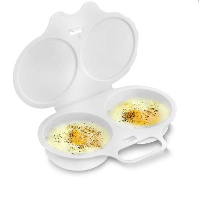 China 2 Cavity Microwave Oven Egg Poacher Breakfast Set Single Viable Easy White Egg Maker for sale