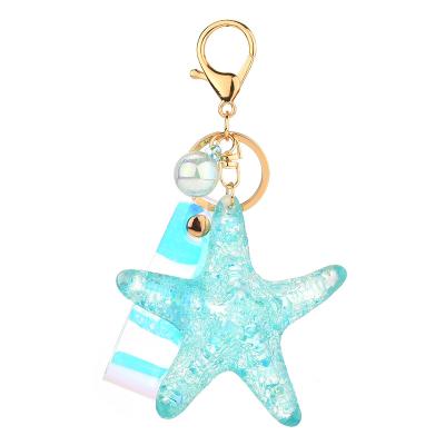 China Fashionable Car Key Chain Acrylic Five-pointed Star Key Chain For Women Men Car Bag Keyfob Key Chain Pendant Gift for sale