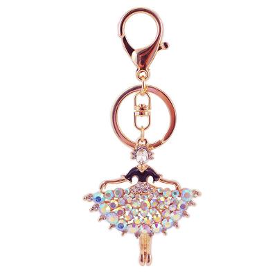 China Crystal Pendant Jewelry Enamel Rhinestone Ballerina Key Chain Keychain Ballet Girl's Fashionable Elegant Women's Dance Keyring Bag Key Holder for sale