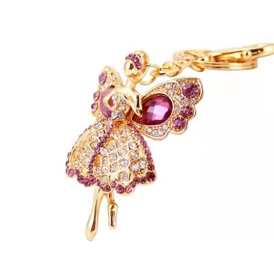 China Trendy Ballet Girl Dance Fashion Ballerina Women Jewelry Rhinestone Key Chain Pendant Keychain for sale