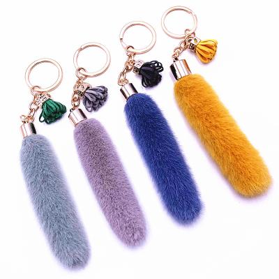 China Faux Fur Ball Pompom Chains Cute Cartoon Plush Creative Cute Plush Bag Tassel Car Key Chain Pendant Ring Ornaments Accessories Small Gifts for sale