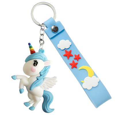 China Eco-Friendly Cute Multi Style Alloy Horse Fairy Tale PVC Unicorn Keychain Keychain Key Chain for sale