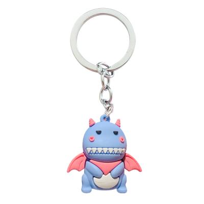 China Eco-Friendly Cute Cartoon Four Color Dinosaur Key Chain Small Animal Key Chains For Women Bag Charm Key Ring for sale