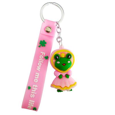 China Eco-Friendly Funny Animal Car Bag Key Ring Toy Trinket Mobile Phone School Eco-friendly Funny Animal Car PVC Keychain Frog Key Chain Dangle for sale