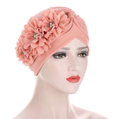 China Character Turban Muslim Hijab Hats For Women Forehead Cross With Flower Inner Hijab Hats Fashion Stylish African Head Wraps Cowl Hat for sale