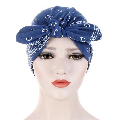 China Character Fashion Headscarf for Women Floral Print Muslim Braid Women Turban Hat Chemo Hats for sale