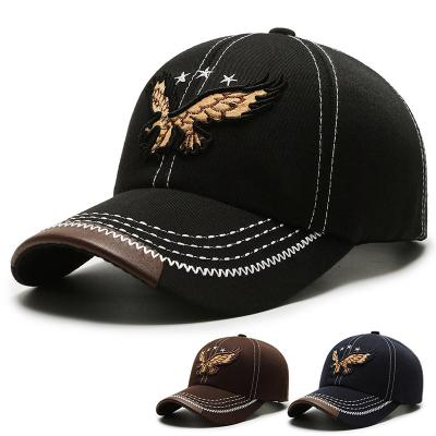 China breathable & Fashion Design Waterproof Wholesale Embroidered 6 Panel Baseball Hat Dad Custom Embroidery Eagle Hat for sale