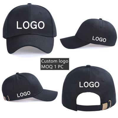 China MOQ 1PC Custom Small COMMON Logo 6 Panel Black Logo Baseball Hat Embroidery Custom Print Cotton Trucker Hat High Quality for sale