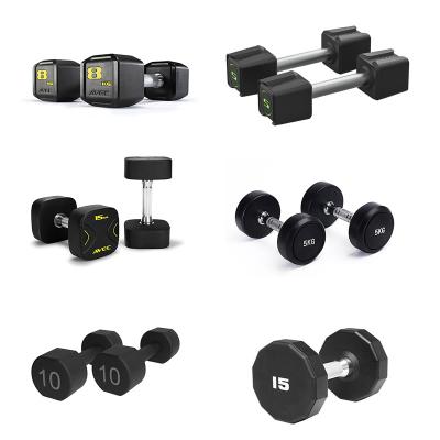 China New Design Mancuernas Gym Home Use Rubber Free Weight Lifting Equipment Black Dumbbell Set 50kg for sale