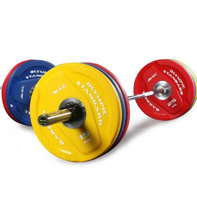 China PU Weightlifting CPU Weight Plates With Gym Hard Barbell Hub Bumper Plates for sale