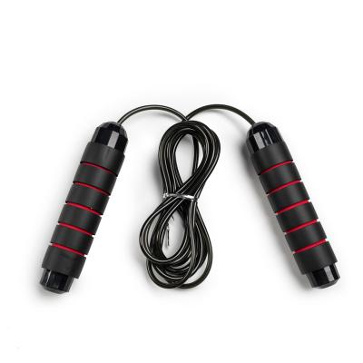 China Foam Deluxe Handle Factory Black Jump Rope Customized Color Logo PVC Steel Jump Rope for sale