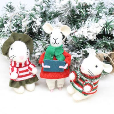 China 100% Amazon Handmade Tops Selling Factory Price Christmas Decorations Wool Felt Animals Wool Felt Mouse for sale