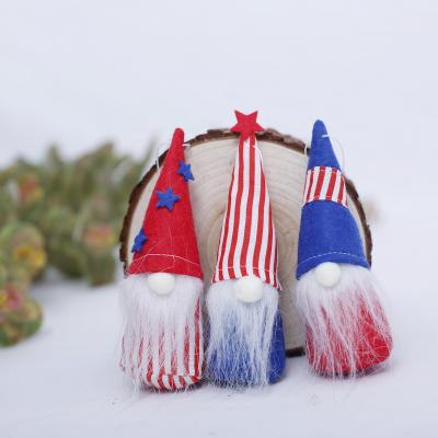 China USA 4th of July Gnome Independence Day Hanging Ornaments, Handmade Gnomes Patriotic Decorations Plush Veterana Day Elf Gift for sale