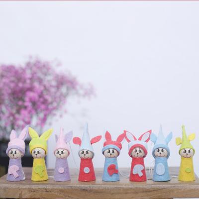 China Beautiful 2021 Amazon China factory top selling yarn knitted Easter bunny Easter decoration table ornaments for sale