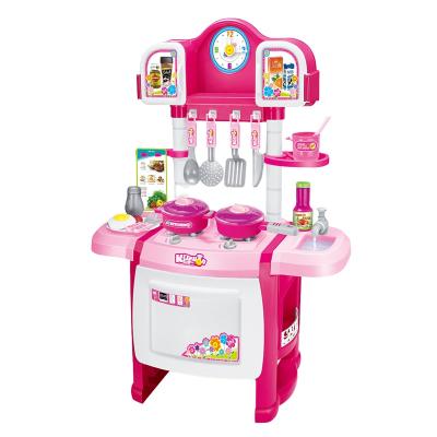 China Popular Plastic Cooking Game For Girls Playing Kids Toys With Light And Sounds Juego de cocina Kitchen Game Set 81*45.5*62CM for sale