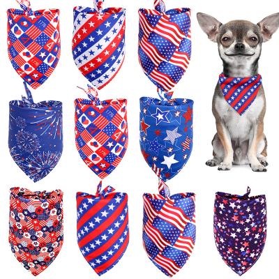 China Patriotic American Flag Washable Star Bibs Triangle Dog Scarf Dog Independence Day Bandana Pet Dog Scarf Adjustable Stocked Adjustable Scarf for sale