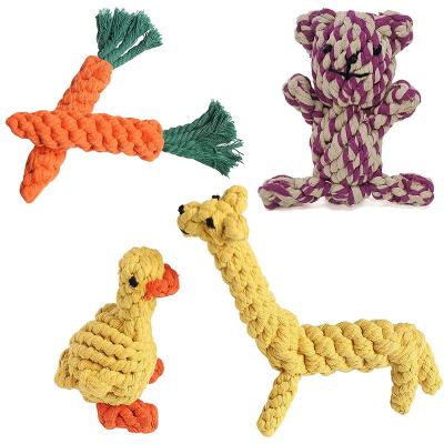 China Stocked Durable Dog Chew Toys Rope Puppy Chew Toys Washable Animal Shape Cotton Rope Toys Set For Small Dog Puppy Pet for sale