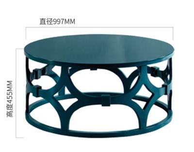 China Mordern modern simple industrial style coffee table luxury blue steel round side coffee table set for sale