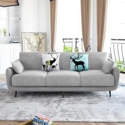 China Convertible most popular design suede fabric minimalist villa 3 seater sofa by post luxury modern home furniture for sale