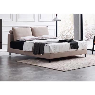 China Anti-Static Sturdy Metal Feet Leather King Size Linen Simplicity Youth Structure Double Bed Modern Frame for sale