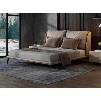 China Microfiber Double Bed Bed Set Antistatic Stylish Leather Comfortable Furniture Bedroom for sale