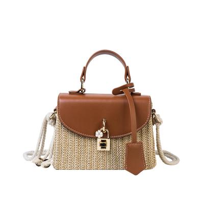 China Trend Fashion Rattan Portable Wholesale Women Shoulder Bags Straw Beach Purses and Handbags Ladies Luxury Handbags for sale