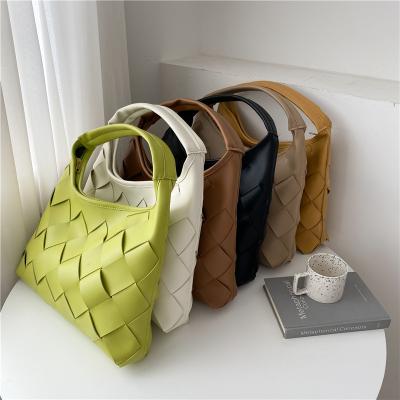 China Fashion Tote Purses Brand Women Shoulder Armpit Woven Bags High Quality PU Leather Handbags for sale