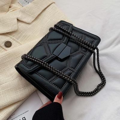 China Luxury Classic Chain Cross - PU Leather Ladies Handbags Small Body Shoulder Flap Handbags Rivet Fashion Woman Bags for sale