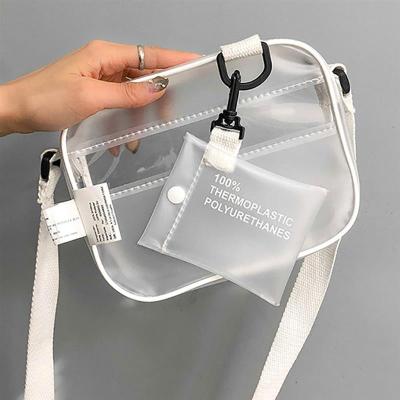 China 2020 New Fashion Transparent Clear PVC Woman Cross - Body Bags With Wide Shoulder Strap Small Card Holder Jelly Handbag for sale