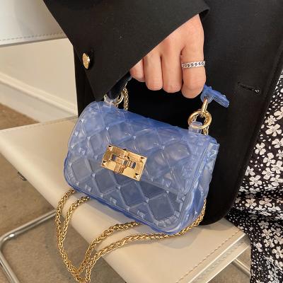 China 2022 Summer Fashion Silicone Beach Bags Chain Design Soft Cute Fashionable Shoulder Bag Small Mini Jelly Purse Handbag for sale