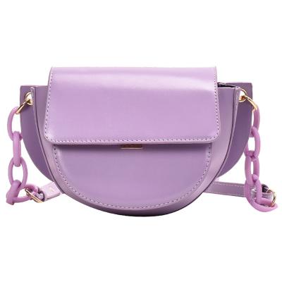 China Fashoion Lady Handbag Fashion PU Solid Color Women Leather Handbags Small Ladies Shoulder Bags Saddle Leather Bag For Women 2020 for sale