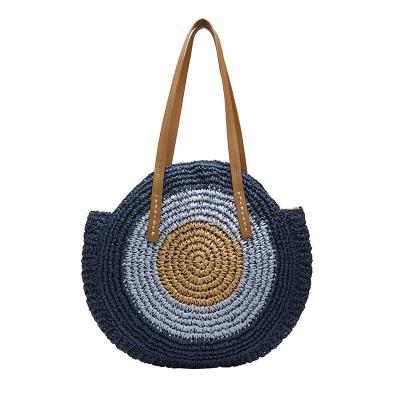 China New Fashion 2020 Summer Fashion Round Rattan Circle Handmade Bohemia Straw Bags Tote Summer Beach Handbag for sale