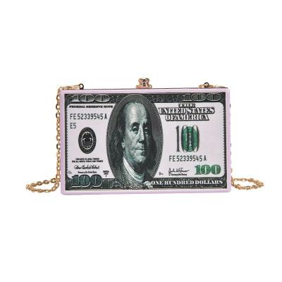 China Fashion Fashion US Dollar Women Grab Clip Bag Chain Shoulder Evening For Girls Bling Rhinestone Money Bags Ladies for sale