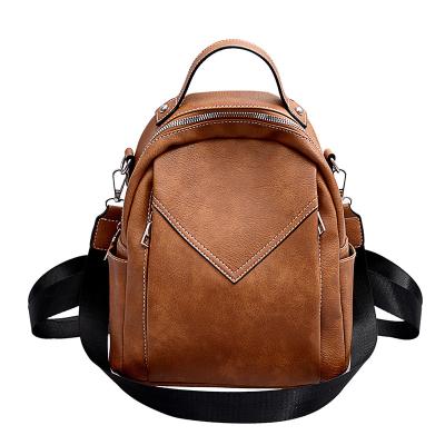 China Solid Color Waterproof Fashion Female Small Backpack Pu Leather Backpacks For Ladies Women for sale