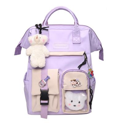 China Waterproof 2021 Wholesale Preppy Candy Colors Nylon Backpack Women Love Fashion School Bags Cute College Teenage Girl Travel Backpack for sale