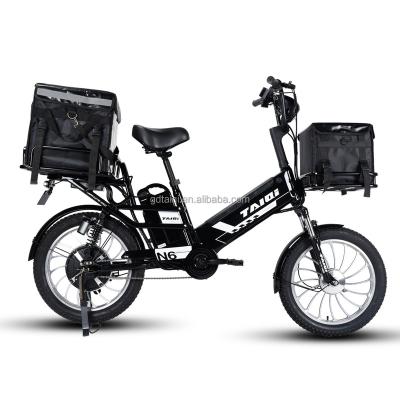 China Carbon steel RTS Dual 15ah+15ah/48V 350W/48V lithium batteries motor PIZZA and food delivery battery bike cargo electric ebike for sale