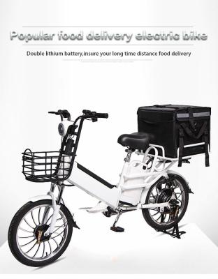 China Carbon Steel 350W/48V Dual 15ah and 15ah/48V Lithium Batteries Electric Food Delivery Bike for sale