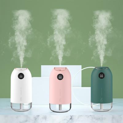 China Mini Size 500ml Double Mist Portable Personal Cool Mist Portable Rechargeable Humidifier Small Double Jet Ultrasonic Car Air Humidifier for sale