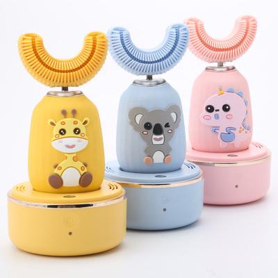 China Teeth Cleaning Ultra Sonic Electric Toothbrush For Kids Baby Toothbrush Steril Automatic Drying Electronic Silicone U-shape Kids Toothbrush for sale